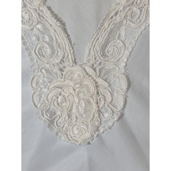 Vintage Priamo Shiny Satin Light Blue White Lace Trim Nightgown Lounge‎ USA Sz S - Picture 5 of 9